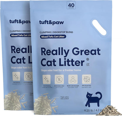 Tuft & Paw Really Great Cat Litter, Ultra Low Tracking Tofu Cat Litter, Clumping, Flushable, Odor Control, Dust-Free, Unscented - 9.25lbs x 2Bags (Charcoal) - Image 10