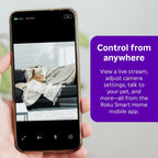 Back view of Roku security camera showing power connection