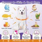 Dr. Foster canine supplement container highlighting Omega-3 skin support and digestive enzymes.