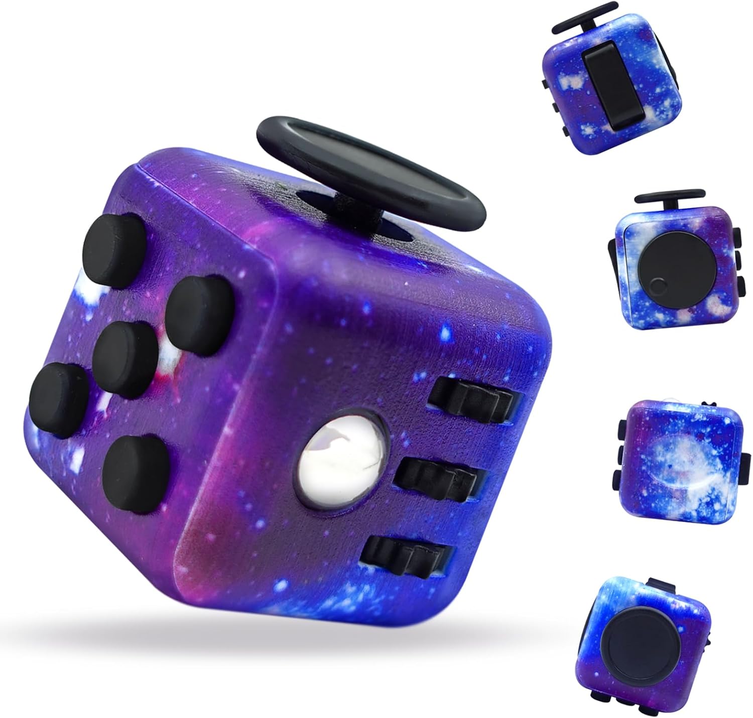 ANABGI Fidget Toy Cube front view showcasing the galaxy design buttons for stress relief.