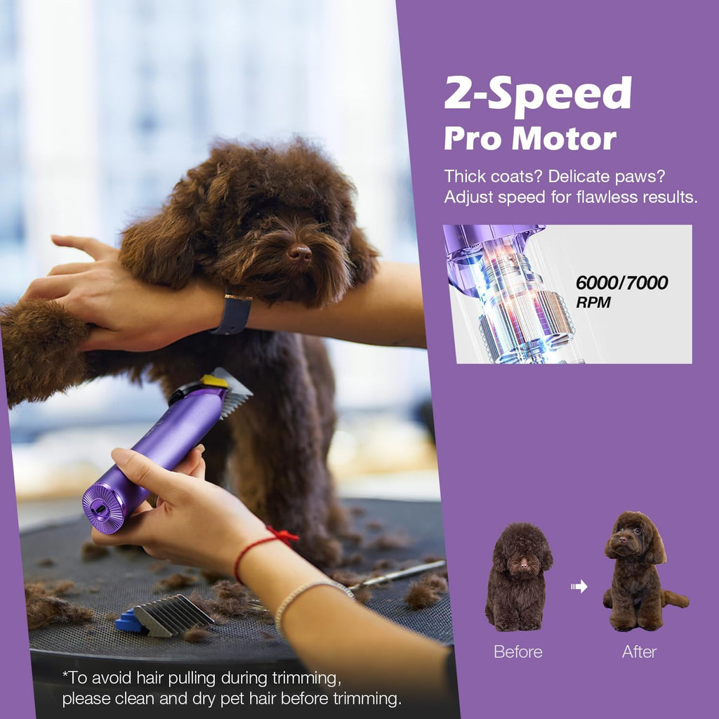 Rechargeable pet grooming shaver showing the fast charging port.
