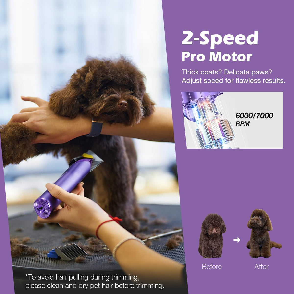 Rechargeable pet grooming shaver showing the fast charging port.