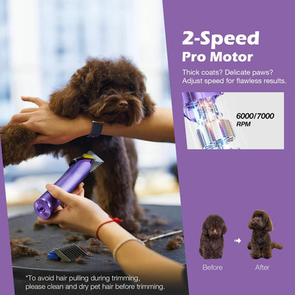 Rechargeable pet grooming shaver showing the fast charging port.