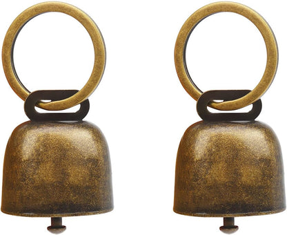 Bouclel pet bells for dog collar charms front view vintage style bronze anti lost pendants