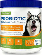 Authentic imported OurCares dog probiotic packaging illustrating the daily digestive immunity support features.