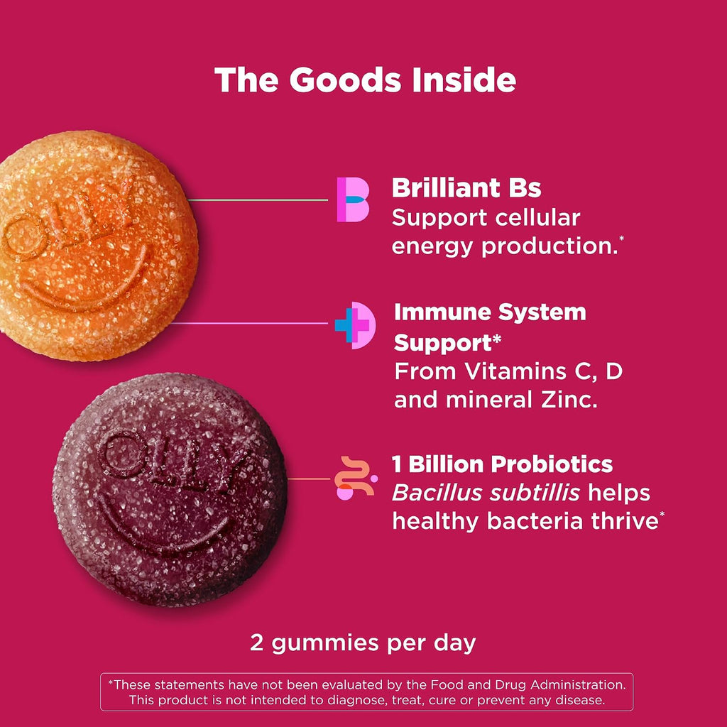 Olly daily multivitamin and probiotic gummies nutrition label details