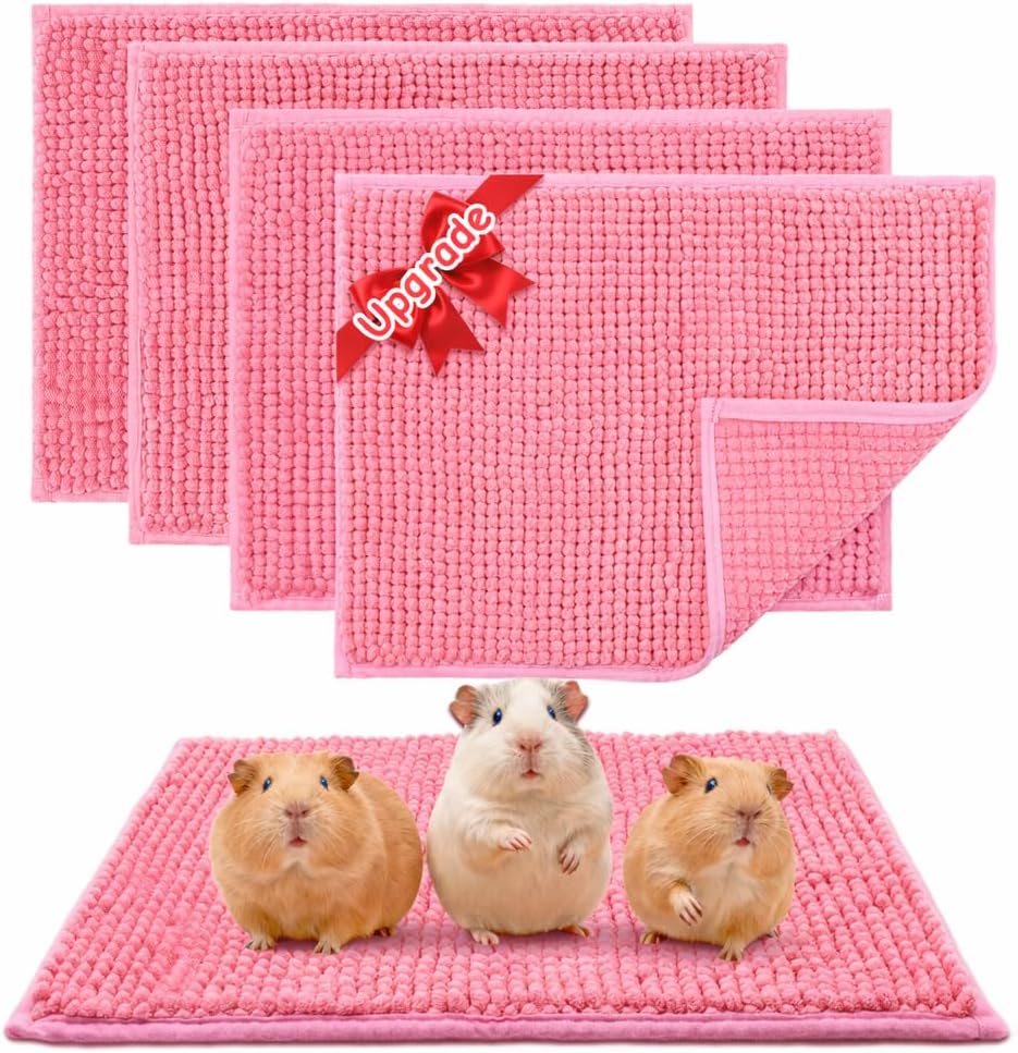 Guinea Pig Cage Liner, 4 PCS Washable Guinea Pig Bedding Fleece Mat, Reusable Pee Pads Mat for Small Animals, Reusable Bunny Rabbit Cage Liner Hamster Chinchilla Cage Accessories 16x12 Inch - Image 9