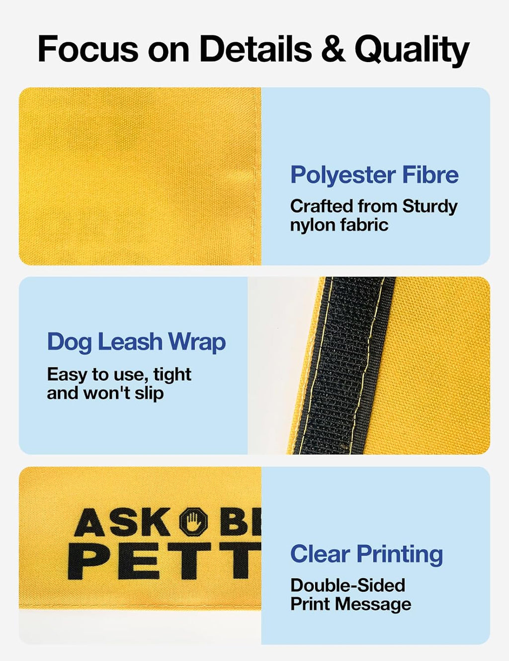 Close up of the secure hook and loop closure on the foster pet leash accessory.