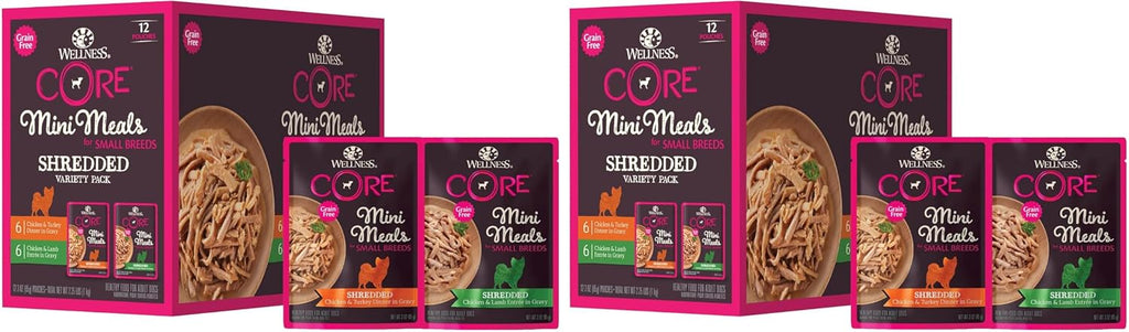 Wellness CORE Small Breed Mini Meals Shredded Variety Pack Adult Wet Dog Food, Grain Free, Natural, 3 oz, Pack of 12 - Image 11