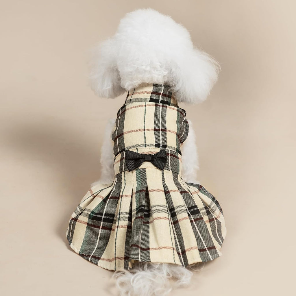 PUPTECK classic checkered puppy skirt outfit perfect for birthday parties.