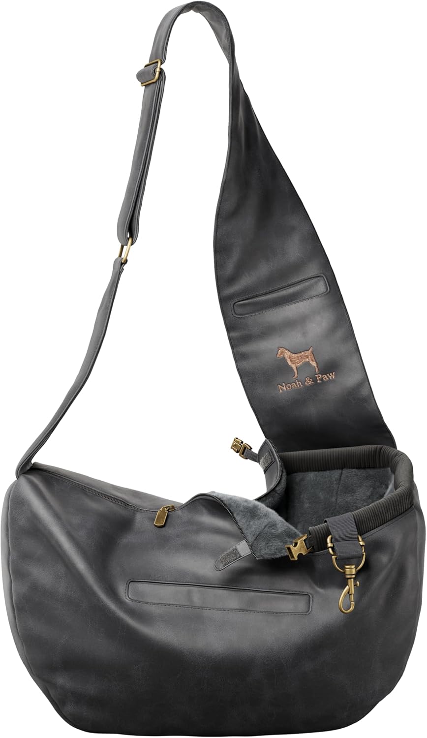Noah & Paw Dog Sling Carrier for Small Dogs 5-18lb, Dog Sling for Small Dogs and Cats, Dog Carrier with Adjustable Padded Strap, Vegan Leather Lined with Fur, 3X Safety Features, Machine Washable - Image 10