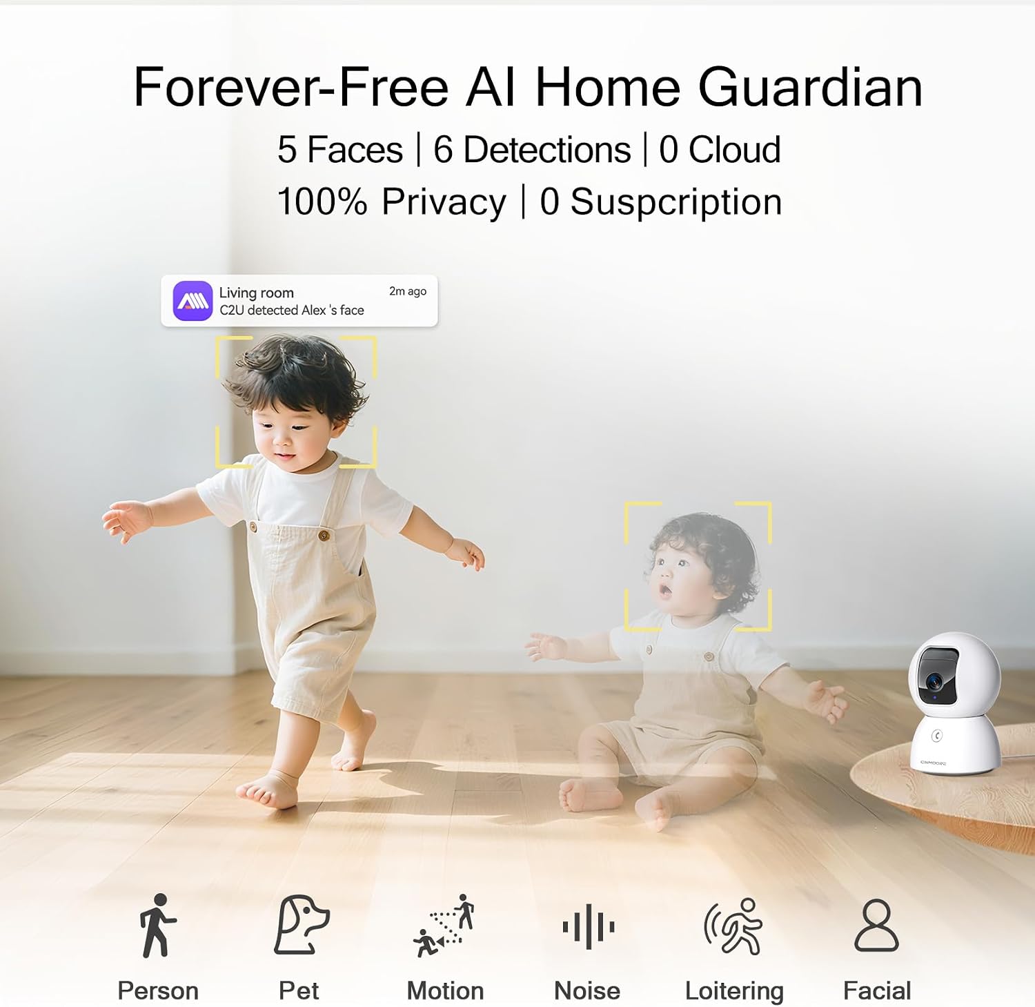Cinmoore baby monitor camera with zero glow night vision technology