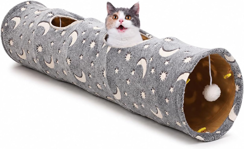 Small pets interacting with the peekholes on the tunnel tube