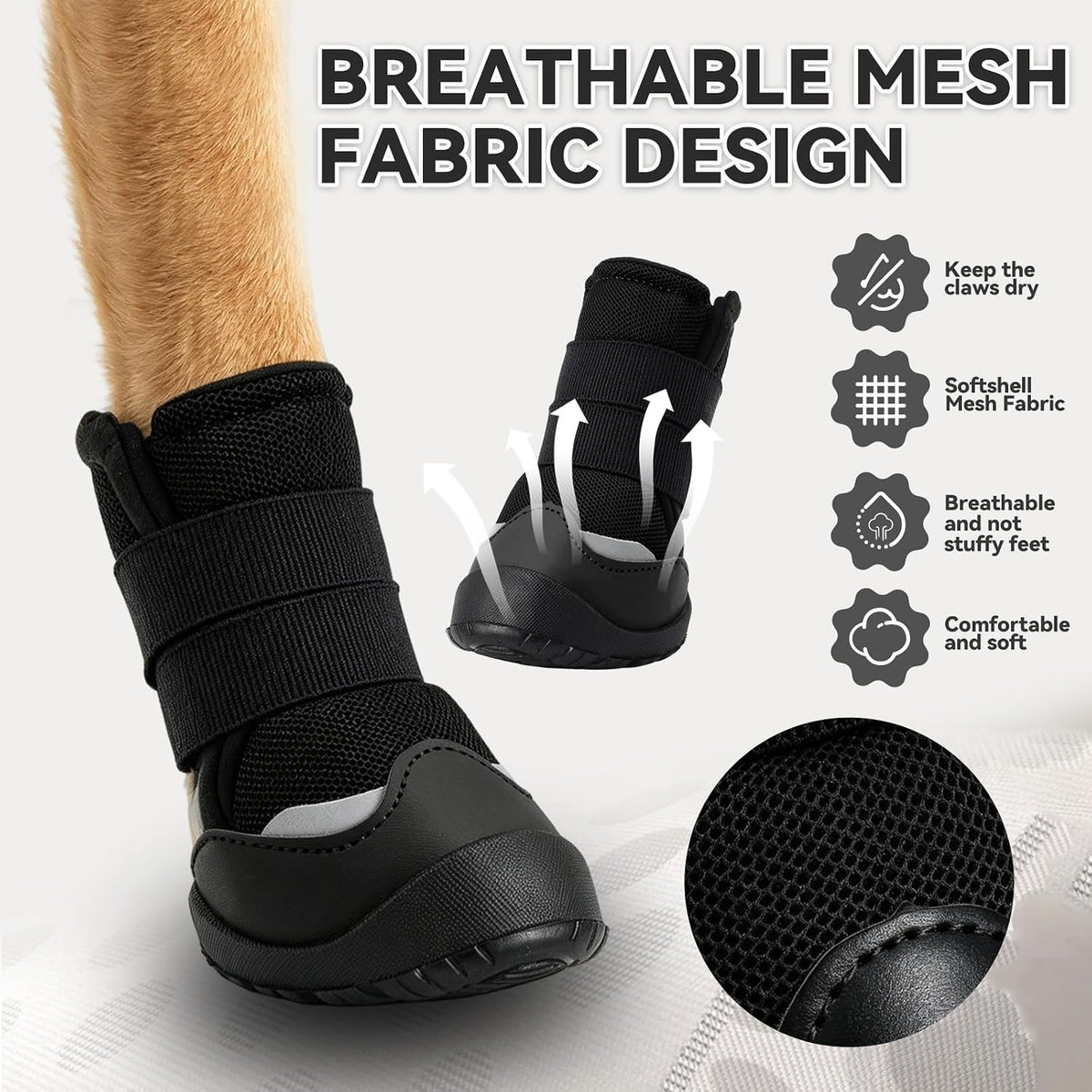 Close up of anti-slip tread on Furrtripsy dog boot sole