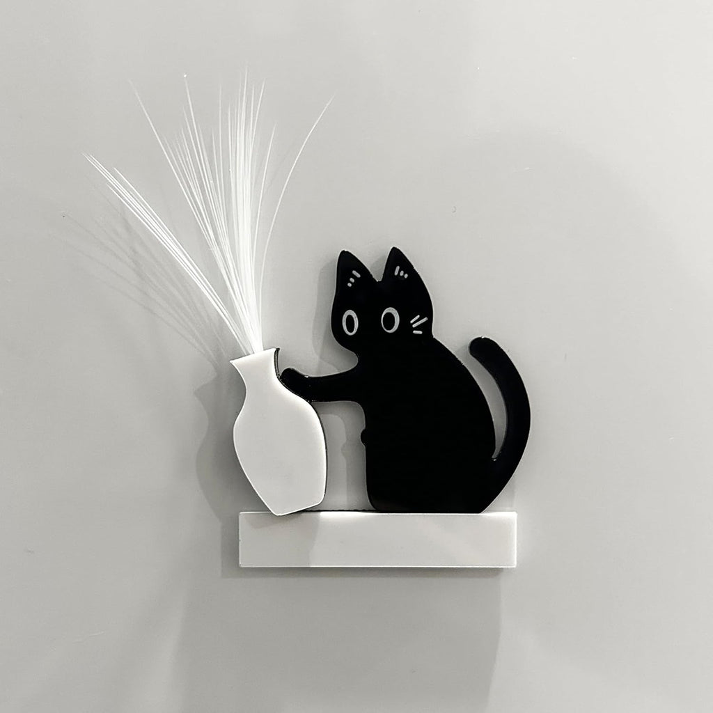 Cat Whisker Holder Keepsake Acrylic Refrigerator Decorations Pet Keepsake Cute Cat Pushing Vase Pet Whisker Collector-1 Pcs - Image 7