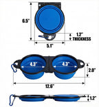 7CAIHOME portable dog food and water bowl with carabiner clip attached to backpack