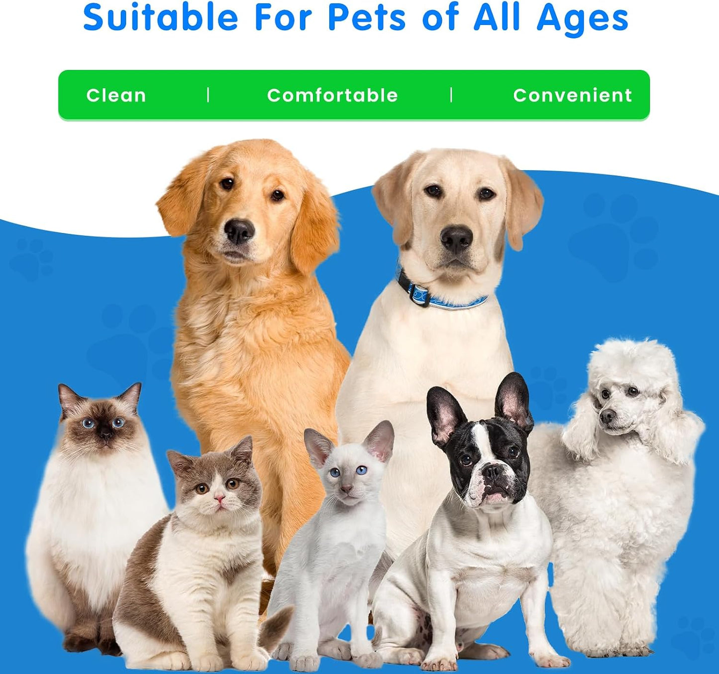 Disposable pre soaked pet eye care pads showing compact dimensions