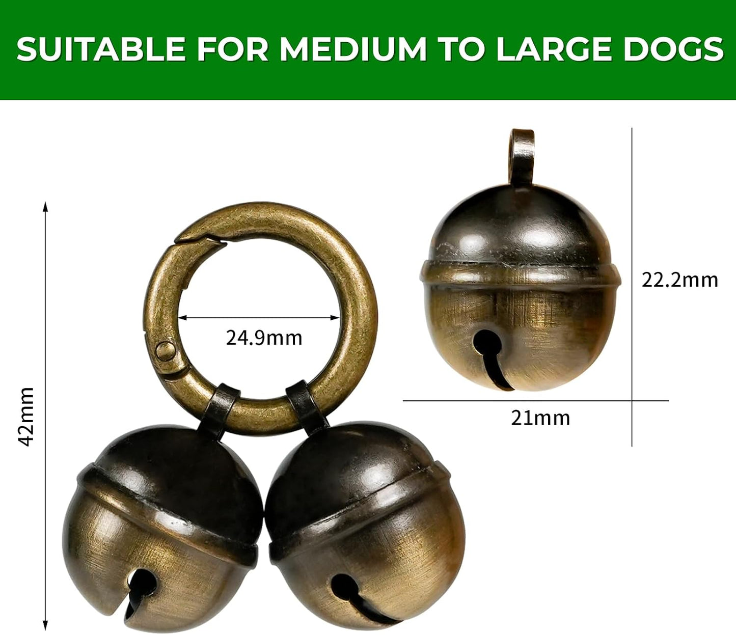 Whimsii high sensitivity pet tracking bell showing the interior metal clapper assembly
