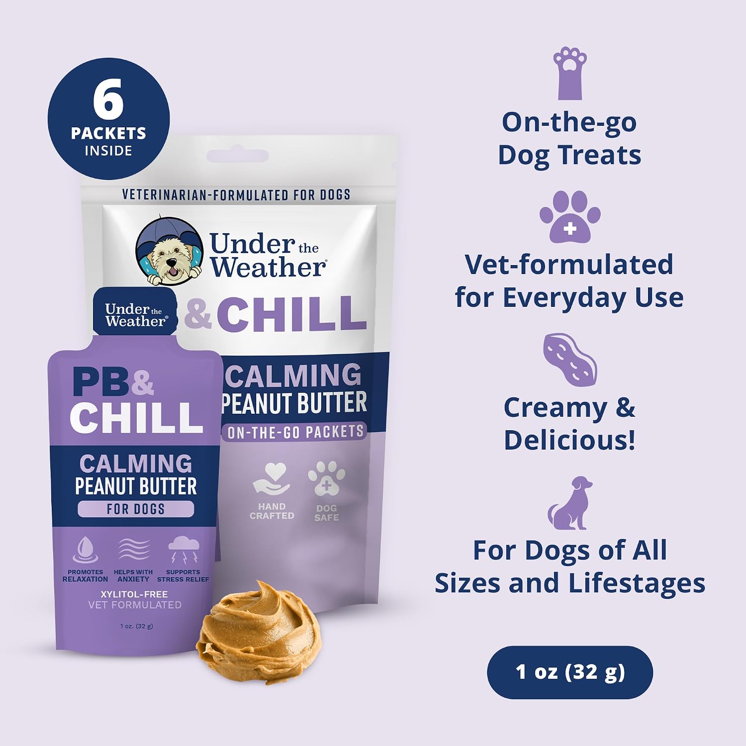 Under the Weather pet anxiety relief peanut butter squeeze pouch single pack