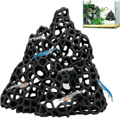 TYZEMKO aquarium betta fish hideout cave front view black coral design.