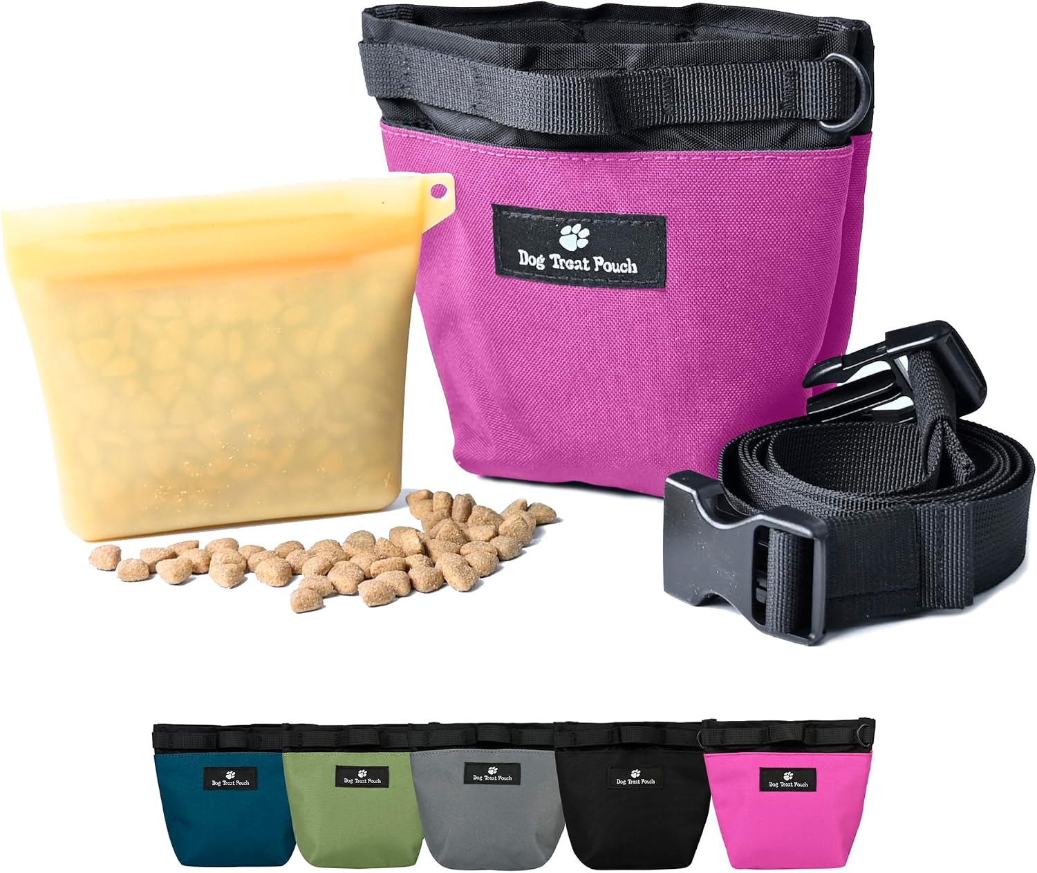 Dog Treat Pouch for Training,2 Cup Capacity with Silicone Liner for Dry or Wet Food,Fanny Pack for Dog Walking and Puppy Rewards,Hands-Free Adjustable Waist Carry Bag (Black) - Image 10