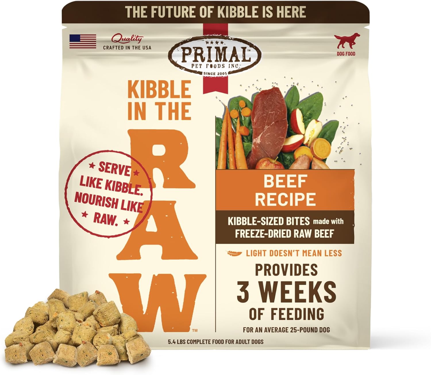 Primal Kibble in The Raw, Freeze Dried Dog Food, Beef, Scoop & Serve, Made with Raw Protein, Whole Ingredient Nutrition, Crafted in The USA, Dry Dog Food 1.5 lb Bag - Image 14
