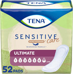Tena Sensitive Care ultimate incontinence pads fifty two count front packaging view