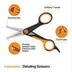 Fiskars dog and cat grooming shears showing rounded safety tips close up