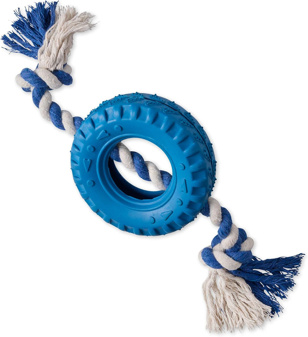 Pet Passion Natural Rubber Tire and Organic Cotton Rope Pull and Chew Dog Toy for All Pet Breeds, Blush, Small - Image 13
