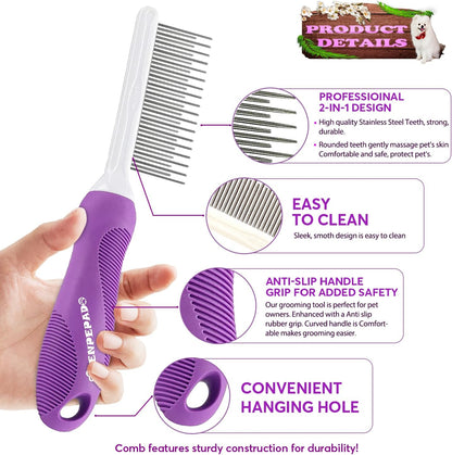 Genpepado stainless steel teeth detangling pet comb