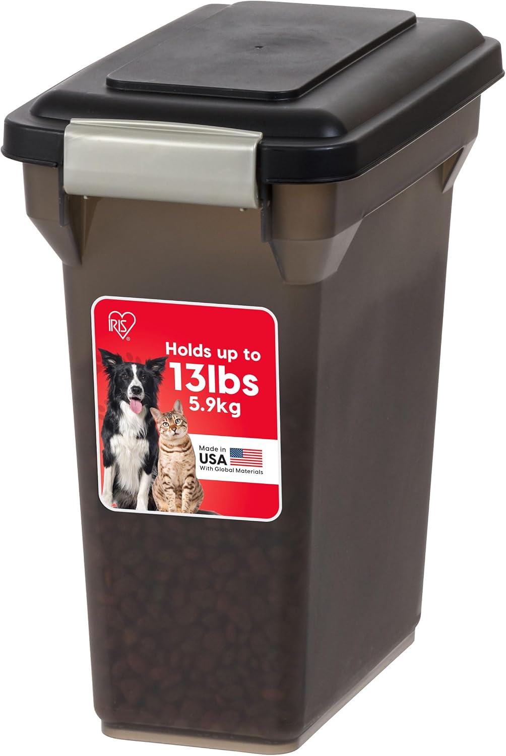 IRIS USA Dog Food Storage Container, Airtight Lid, 2-Cup Scoop, Up to 13 Pounds Pet Food Storage, Versatile Pet Food Bin, Treats, BPA Free, Dark Gray - Image 11