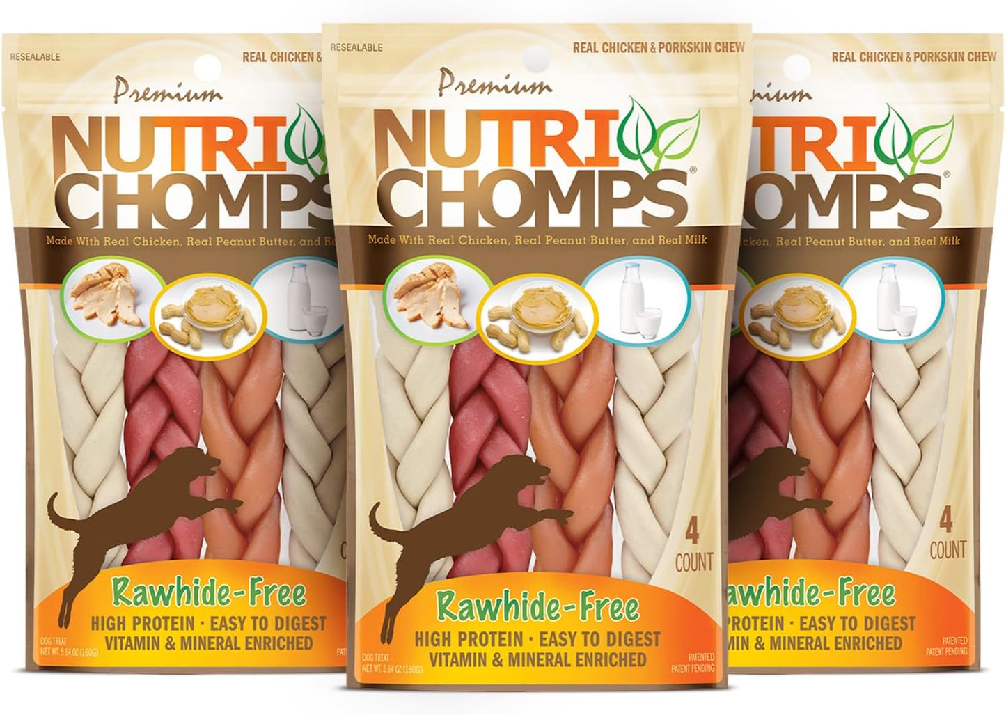 NutriChomps Dog Chews, 6-inch Braids, Easy to Digest, Rawhide-Free Dog Treats, Healthy, Real Chicken, Peanut Butter and Milk flavors, Pack of 4 - Image 12