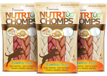 NutriChomps Dog Chews, 6-inch Braids, Easy to Digest, Rawhide-Free Dog Treats, Healthy, Real Chicken, Peanut Butter and Milk flavors, Pack of 4 - Image 12