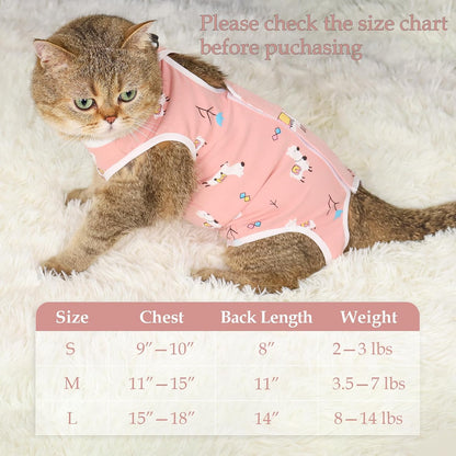 ANWA cat surgery onesie back view showing secure velcro closure system.