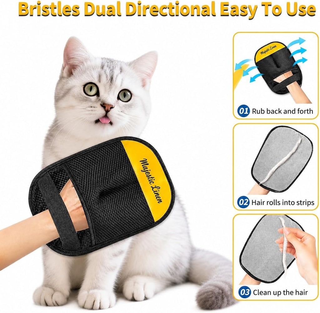 Pet grooming glove being used during dog bath time