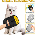 Pet grooming glove being used during dog bath time