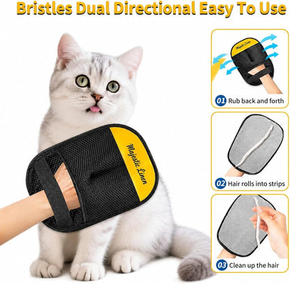 Pet grooming glove being used during dog bath time