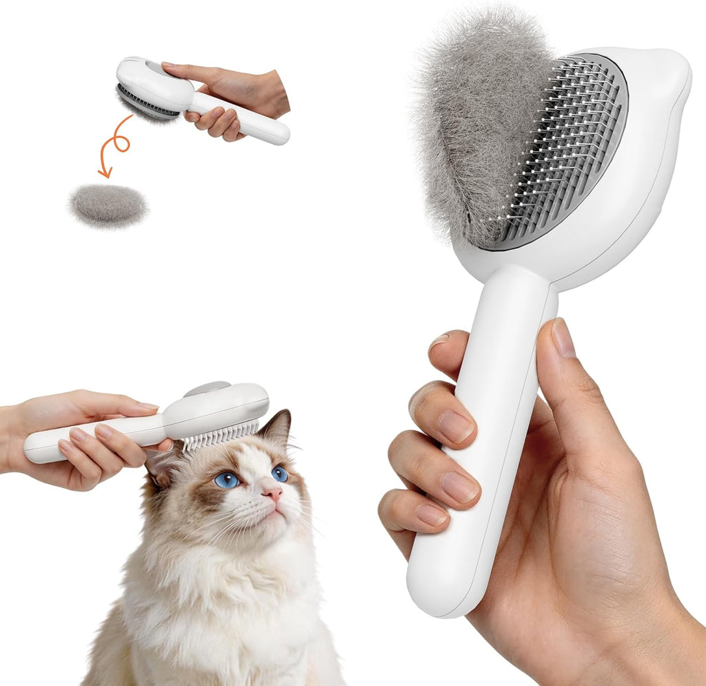 Ziofy self cleaning cat brush front view for shedding