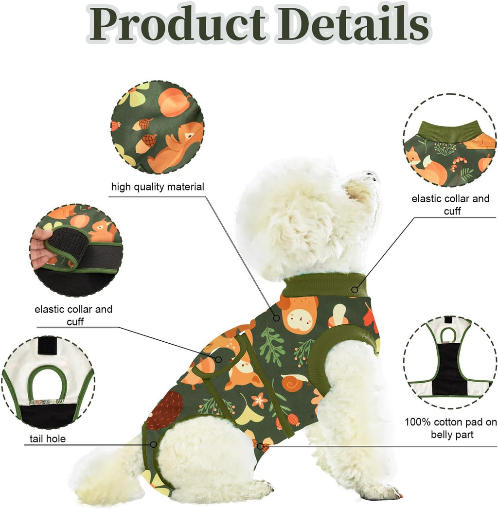 Breathable anti licking dog recovery clothes featuring adjustable magic tapes on back