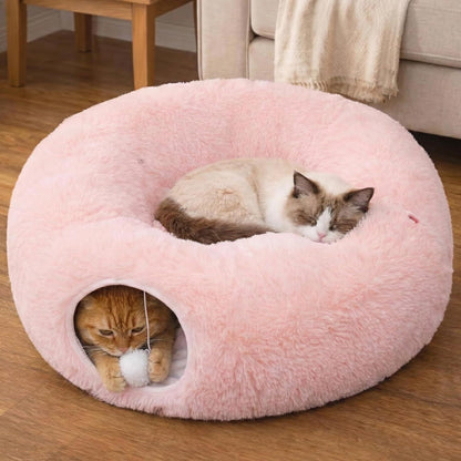Meowfia Indoor Cat Tunnel with Donut Bed - Large Flexible Play Space for Multiple Pets - Circle or Snake Shape, Cozy Lounge (Jungle Nest) - Image 11