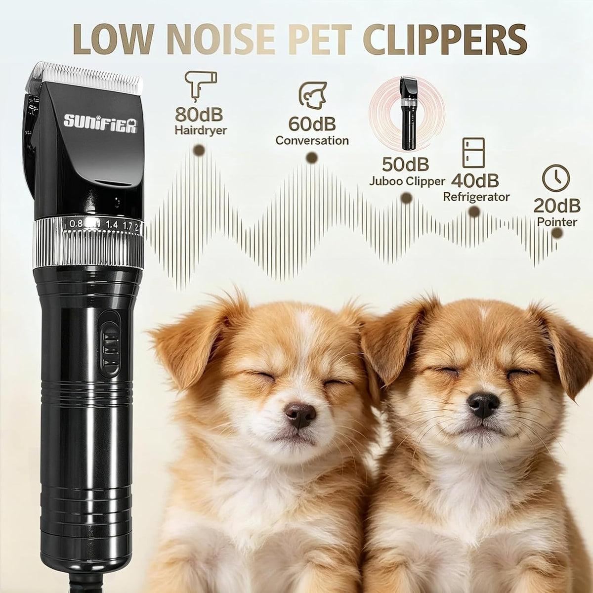 Close up view of five level shift adjustment on black pet hair trimmer.