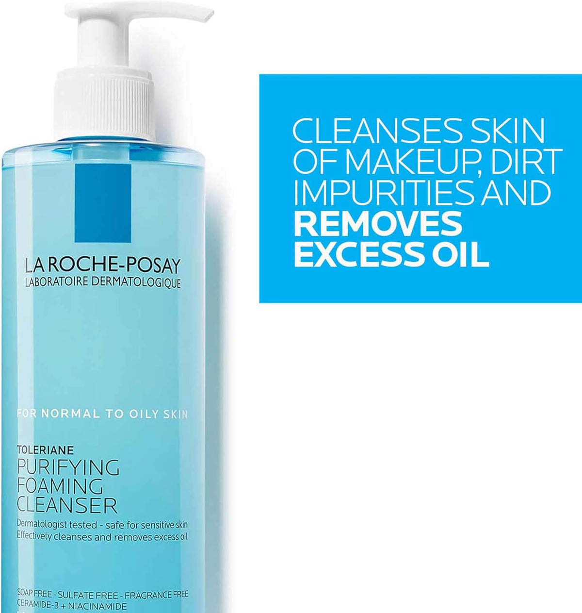 La Roche-Posay Toleriane Purifying Foaming Facial Cleanser side profile