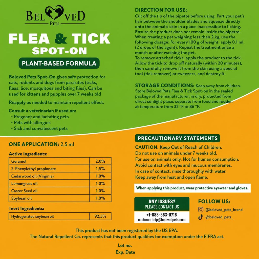 Side angle view of the Beloved Pets topical treatment box highlighting the three months supply.