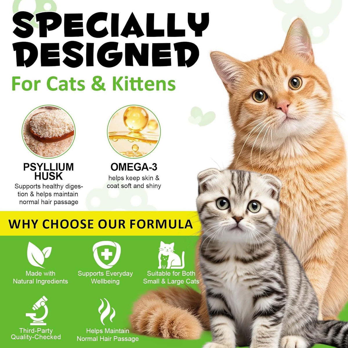 Dual texture crunchy and creamy cat treats for digestive health and hairball removal.