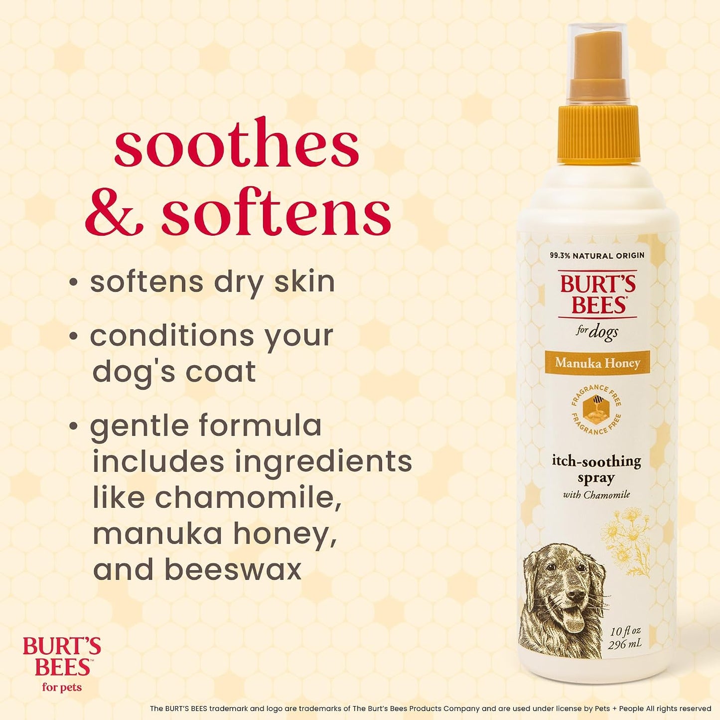Manuka honey and chamomile anti itch dog spray bottle