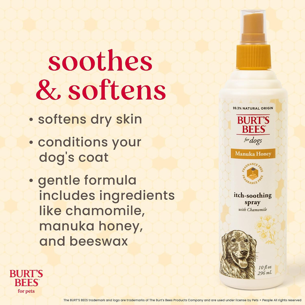 Manuka honey and chamomile anti itch dog spray bottle