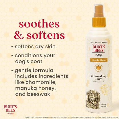 Manuka honey and chamomile anti itch dog spray bottle