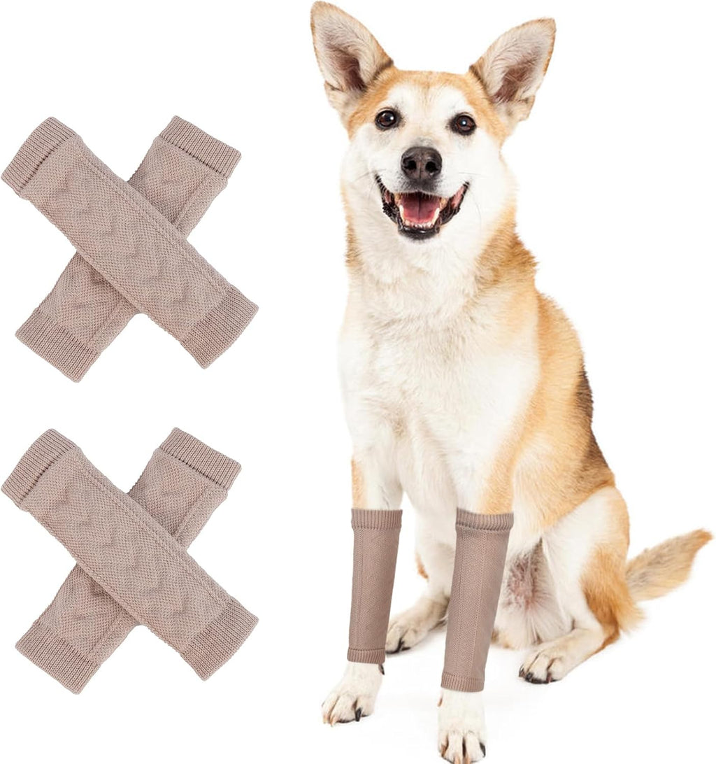 ROZKITCH 4PCS Dog Sleeves for Legs to Prevent Licking, Knitted Solid Pattern Elbow Joint Protectors for Small Dogs Chihuahua, Yorkshire Terrier, Toy Poodle, Pomeranian, Papillon Grey M - Image 15