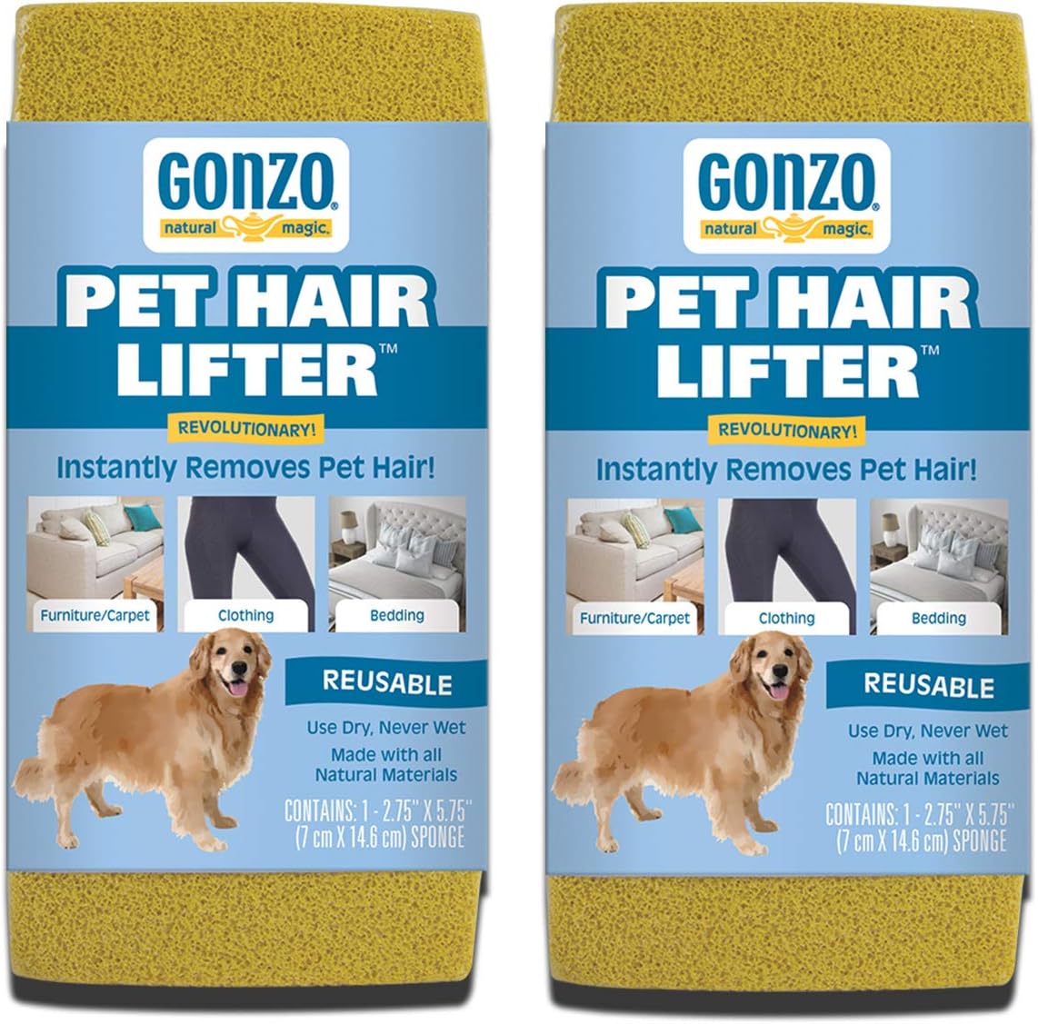 Gonzo Natural Magic Pet Hair Lifter 2 Pack front packaging view