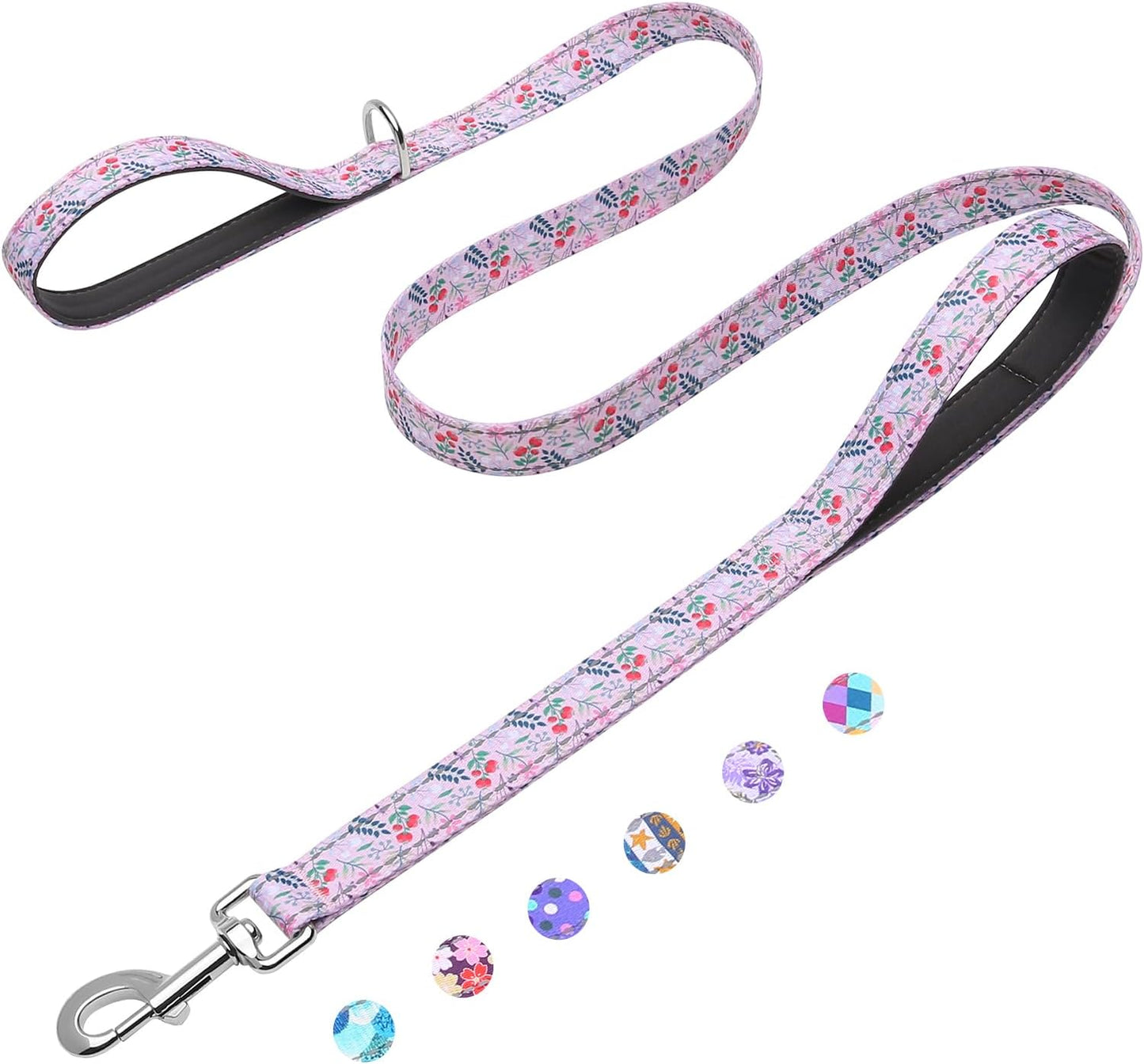 Reflective 6ft Dog Leash with Two Padded Handles, Heavy Duty Strong Nylon Pet Leash with Soft Neoprene Handle for Small Medium Large Dogs, Colorful Geometric - Image 14